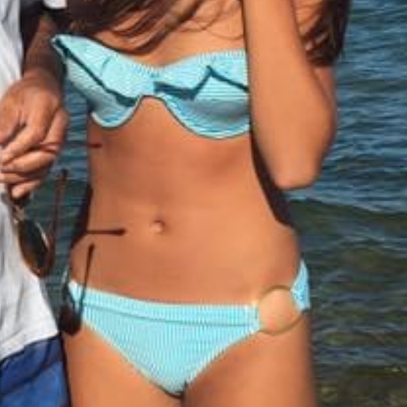 White/Blue Stripe Bikini Set SMALL both - Picture 1 of 4